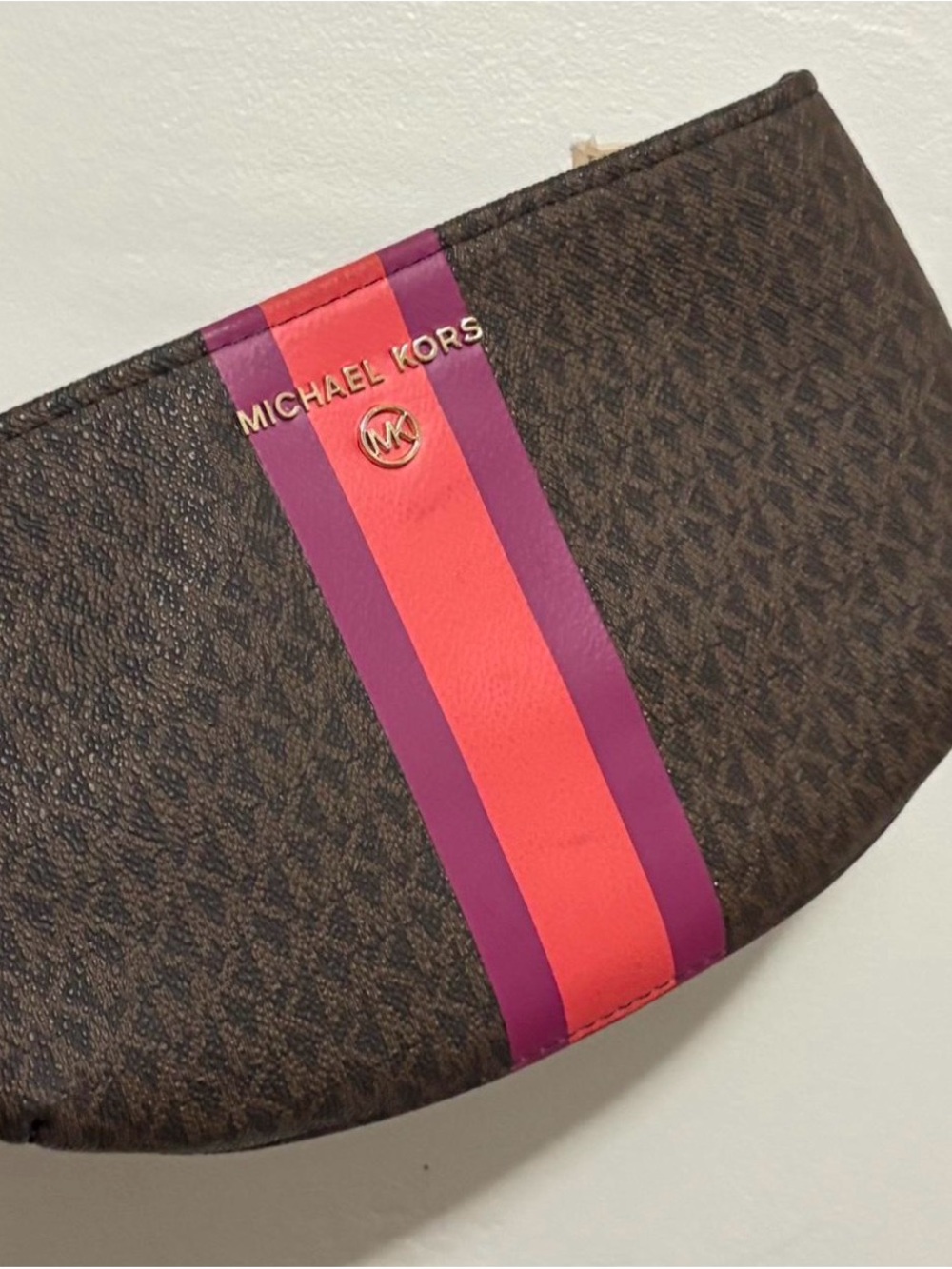 Michael Kors Brown Monogram Wristlet with Gold Hardware NWOT
